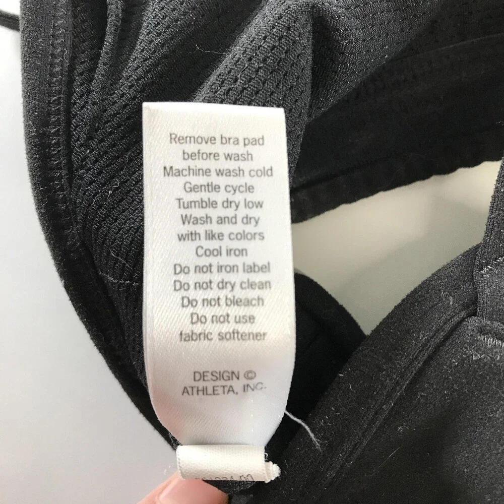 Athleta Sports Bra Womens XS Black Strappy Crossback Mesh Lined Removable Pads - Picture 5 of 14